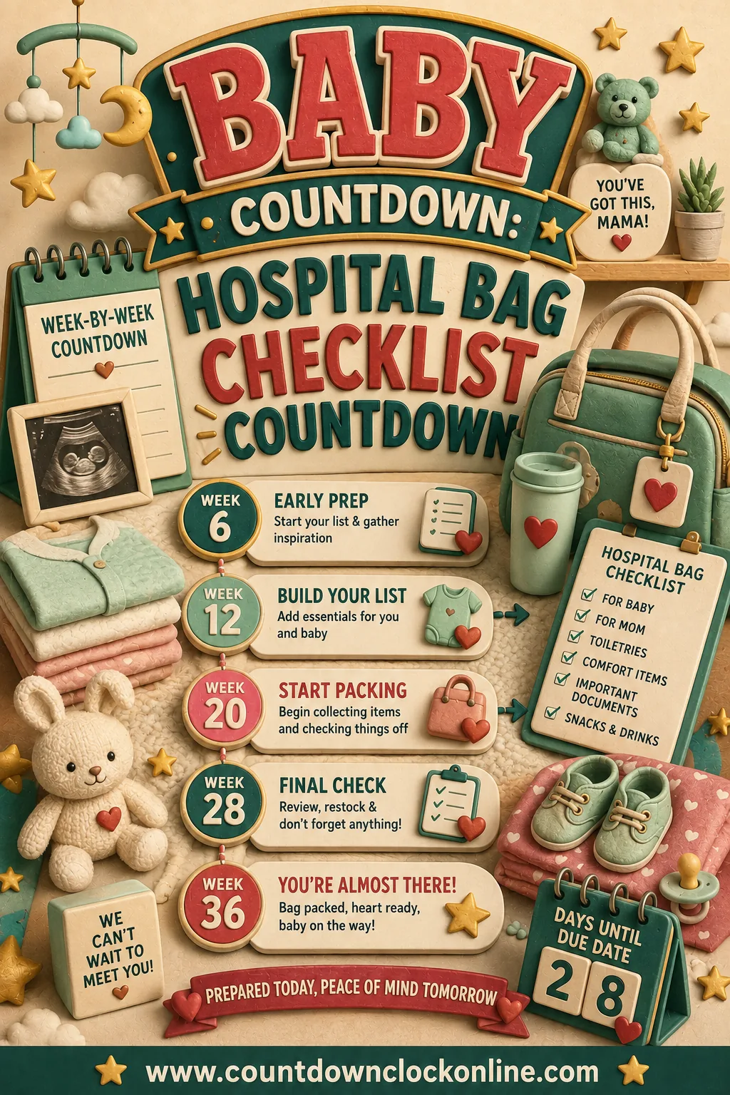 Baby Countdown - Hospital Bag Checklist Countdown