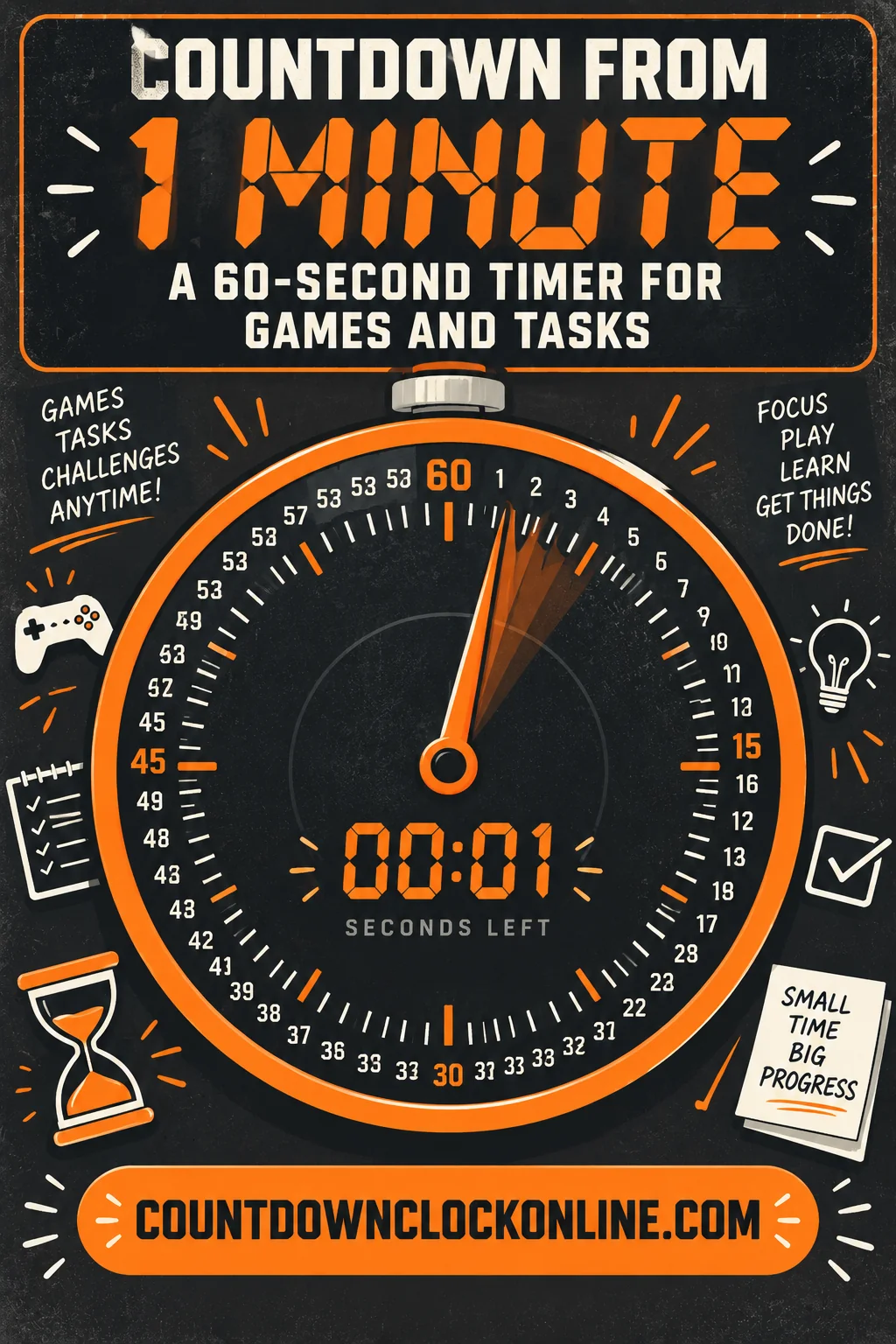 Countdown From 1 Minute: A 60-Second Timer for Games and Tasks