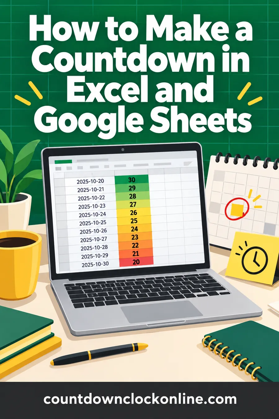 How to Make a Countdown in Excel and Google Sheets
